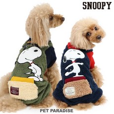 貝果貝果 日本 pet paradise 代理 SNOOPY 史努比拼接法蘭絨連身褲 綠 / 紅, 1個, 綠色,S