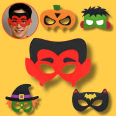 할로윈 펠트 부직포 반가면 파티 마스크 5종세트, 혼합색상, 5개