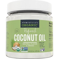유기농 코코넛 오일 - 무정제 냉압착 엑스트라 버진 코코넛 오일 USDA 유기농 및 GMO 프리 식용유 헤어 오일 및 스킨 오일로 적합 473.2ml(16온스)