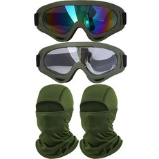 ImmoON 온o오토바이고글2개 방한모2개 더트바이크ATV모토크로스라이딩레이싱스키고글안전안경 옐로우프레임다채로운투명렌즈 옐로우페이스마스크포함125752, 아미 그린