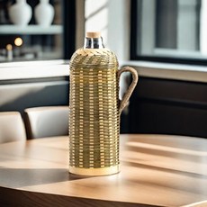 純手工竹編保溫壺 家用復古熱水瓶 茶室老式竹制保溫瓶玻璃內膽, 【大容量青皮頭層】#2.0升/白膽, 1個