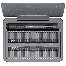 DUKA E3 電動螺絲刀套裝，95件精密維修工具組，多種螺絲批頭專業工具, 1個, 電動螺絲刀、磁吸工作板、收納盒、放大鏡、 撬片、螺絲*86、扁頭撬棒、勾頭撬棒、尖頭 撬棒、吸盤、充電線、說明書