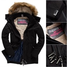 Superdry 超細纖維 Tall Windparka 防風衣夾克 可拆卸毛絨連帽, 黑,S, 1個