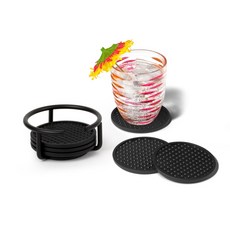 스펙트럼 유로 코스터 컨테이너 포함 컵받침 6개입, Black+Black, 1개