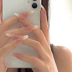 手工光療美甲穿戴甲 裸色漸變穿戴甲批發成品重複使用美甲貼片, 1組, 長梯 裸色漸變 特小號:如图