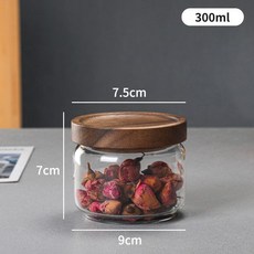 玻璃儲物罐 1000ml 密封罐 附木蓋, 1個, 300ml,一個裝