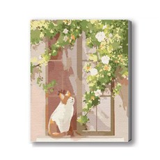 MANTO 台灣製造 大尺寸 DIY數字油畫 50x65cm 貓咪狗狗萌寵 初學者專用, 貓見日和, 1套