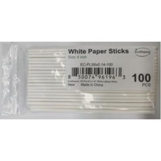 EcoDispose 15.2cm(6인치) 백지 롤리팝 스틱 100개 컵케이크 토퍼 홈메이드 캔디 초콜릿 디저트용 종이 서커 스틱(직경 3.5mm)