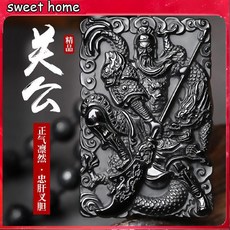 爆款優選 開光加持 黑耀石關公 武財神關二爺雙面精雕男女款招財開運項鍊, 白色雙面武財神【送純白鍊】,轉運, 1個