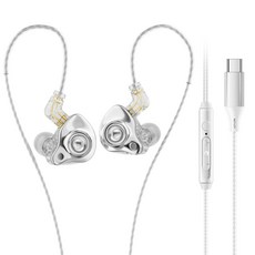 Essager 게이밍 커널형 이어폰 인이어 DD 이어폰, 흰색, C타입