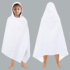 ORIGINAL KIDS 후드 목욕 타월 - 2팩 100% 면 목욕 랩 - 500 GSM 후드가 달린 대형 오버사이즈 아동용 타월 - 유아 샤워 수영장 해변 - 매우 부드럽고, 27 x 54 Inches, 화이트, 1