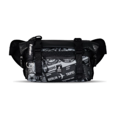 KOGENKI 機車騎士印花腰包，多功能收納耐磨材質，舒適配戴，機車腰包, 黑