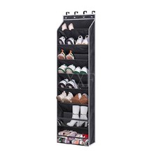 臺灣爆款 門後收納掛袋 布藝壁掛式置物架 門後鞋子整理包包儲物掛袋, 黑色