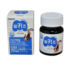 밀키즈 1박스 우유 칼슘 CBP 초유 단백 코코아맛 츄어블, 30정