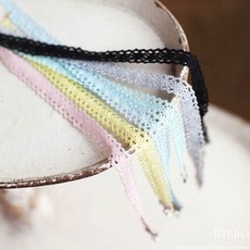 리본빌 자카드리본 자수리본 레이스 스트랩 DIY 3마, 1개, O. 파스텔 레이스 10mm폭(블랙)