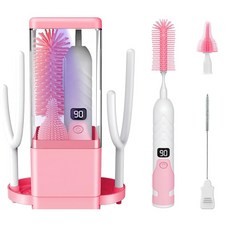 키몬비얼 전기 젖병 브러시 휴대용 및 충전식 여행 키트 u2013 니플 & 빨대, Pink