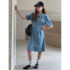 WEILI 女童牛仔連衣裙 少女休閒風格