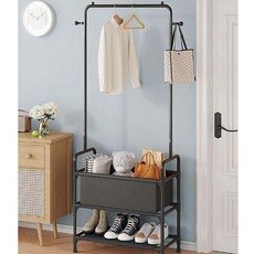 스탠드 옷걸이 행거 옷가게 인테리어 소품 촬영 딩 철제, 2단 수납포켓, 오렌지