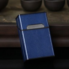 熱賣20支裝皮革煙盒 防壓磁吸個性創意收納盒 便攜防撞防潮香菸盒, 皮革藍, 1個