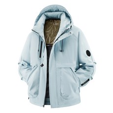 冬季加厚保暖連帽石墨烯棉服外套 防風防水情侶款戶外登山 男士休閑短款運動