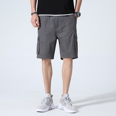 ROCK 男士多口袋工裝短褲 寬鬆休閒五分褲 棉質工作短褲