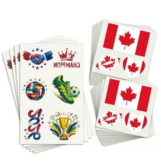 축구 토너먼트를 위한 멕시코 국기 임시 타투 - 축구 및 토너먼트 요소가 있는 멕시코 애국 얼굴 타투 24장 독립 기념일 및 스포츠 이벤트를 위한 내구성 있는 팬 기어(멕시코, 캐나다