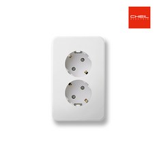 국산 제일전기 다온 접지 벽 콘센트커버 화이트 2구 콘센트, 1개