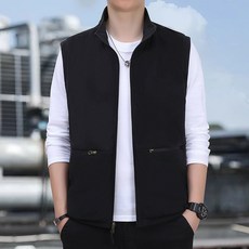 男士雙面穿加絨加厚保暖馬甲背心 - 寬鬆多口袋立領戶外休閒