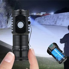 하루투데이 미니 고휘도 LED 손전등 충전식 자석 클립형 캠핑 낚시 휴대용, 1개, 메탈 블랙