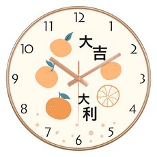 DFMEI 吉祥小清新客廳圓形掛鐘靜音掃秒事事如意北歐風創意臥室鐘錶掛牆, A263玫瑰金:14英寸(直徑35釐米)比較建議客廳