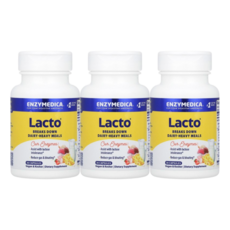 Enzymedica Lacto 락타아제 효소 유제품 포뮬러 코셔 아밀라아제 코셔, 3개, 30정