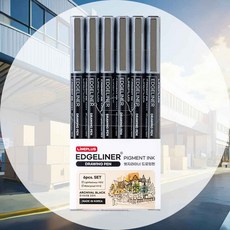 드로잉펜 엣지라이너 6조 세트 학생학습용 휴대간편필기 라인표현도구 문구류관리 캡밀폐구조 번짐완화설계