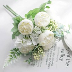 수국 알륨 조화 인테리어 부쉬 다발 장식 꽃 촬영 컬러, 꿈의 모란 손잡이 꽃 화이트