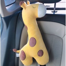 Baby童衣 兒童安全帶護肩靠頭側邊睡枕 抱枕 安全帶保護套 汽車抱枕娃娃 寶寶護肩抱枕 舒適親膚 卡通造型, 1個, 長頸鹿(右座)