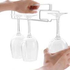 잔 걸이 3세트 진열 보관 랙 잔 거치대 컵걸이 하부장 싱크대 씽크대 정리대 탄소강 주방 유리 선반 수납, 화이트