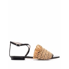 파비아나필리피 라피아 스트랩 가죽 샌들