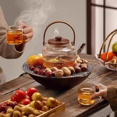 圍爐煮茶烤火爐套裝家用室內茶具新款煮茶器電陶爐全套器具，輕鬆享受溫馨品茗時光, 1個, ★【升級花瓣收納款】花瓣電陶爐 月籠壺,601mL(含)-700mL(含)