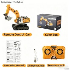원격제어 리모컨 포크리프트 크레인 굴삭기 테이블탑 트럭 성인용 RC카, Excavator-A