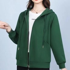 봄가을 중년여성복 순색 후드 카디건 긴팔 엄마룩 루즈핏 빅사이즈 맨투맨 코트 m-4xl까지