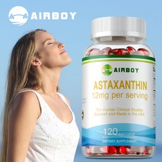 아스타잔틴 12mg - 항산화 피부 및 눈 건강 지원 뇌 기능 향상, 1개, 60정