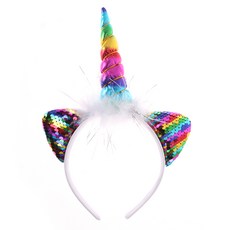 유니콘머리띠 파티머리띠 응원 파티 용품 레인보우, 단품, 단품