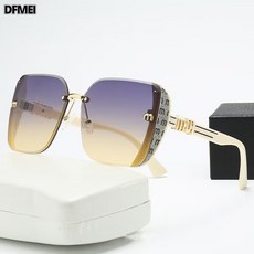 DFMEI 多邊形框鑲閃光粉輕奢風高級感女太陽鏡時尚墨鏡