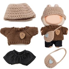라부부 인형용 옷 인형 액세서리용 옷 라부부 15cm 17cm 인형에 적합한 크로셰 4피스 의상 세트 라부부 인형을 위한 사랑스러운 드레스 업 액세서리, 라부부 인형용 옷, 인형 액세서리용 옷, 라부부 15c, 1개