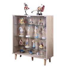 BuyJM 四層低甲醛強化玻璃寬80cm實木腳展示櫃/書櫃/收納櫃/玻璃櫃/公仔櫃 包包櫃/GK, 漂流木色, 1個