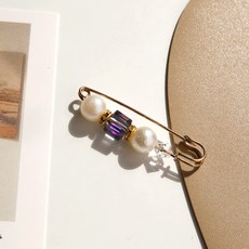 일호장신구 사각크리스탈 사이즈조절 옷핀 여밈 정리 포인트 악세사리 브로치, 오로라, 1개