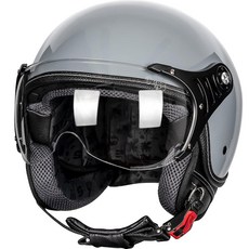 Yesmotor 3/4 오토바이 헬멧 레트로 오픈 페이스 스쿠터 투명 바이저 포함 남성 및 여성용 DOT 승인(그레이 2XL) 그외 각종 500392, XL, 그레이