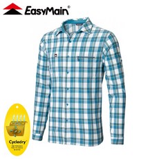EasyMain 男 長袖彈性快乾防曬格子衫 SE22019