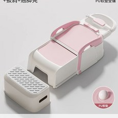 머리감는 의자 샴푸대 샴푸 그레이 접이식 간이 환자용 누워서, 1개, R. 초안정 초편안 전체 PU 소프트 쿠션 분홍색 +