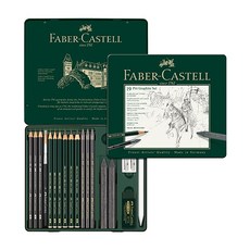 德國 FABER-CASTELL 輝柏 專家級 藝術家級 素描鉛筆鐵盒套組 19項, 1個