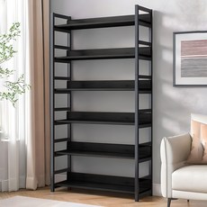 가구느낌 리버책장, 블랙블랙, 6단